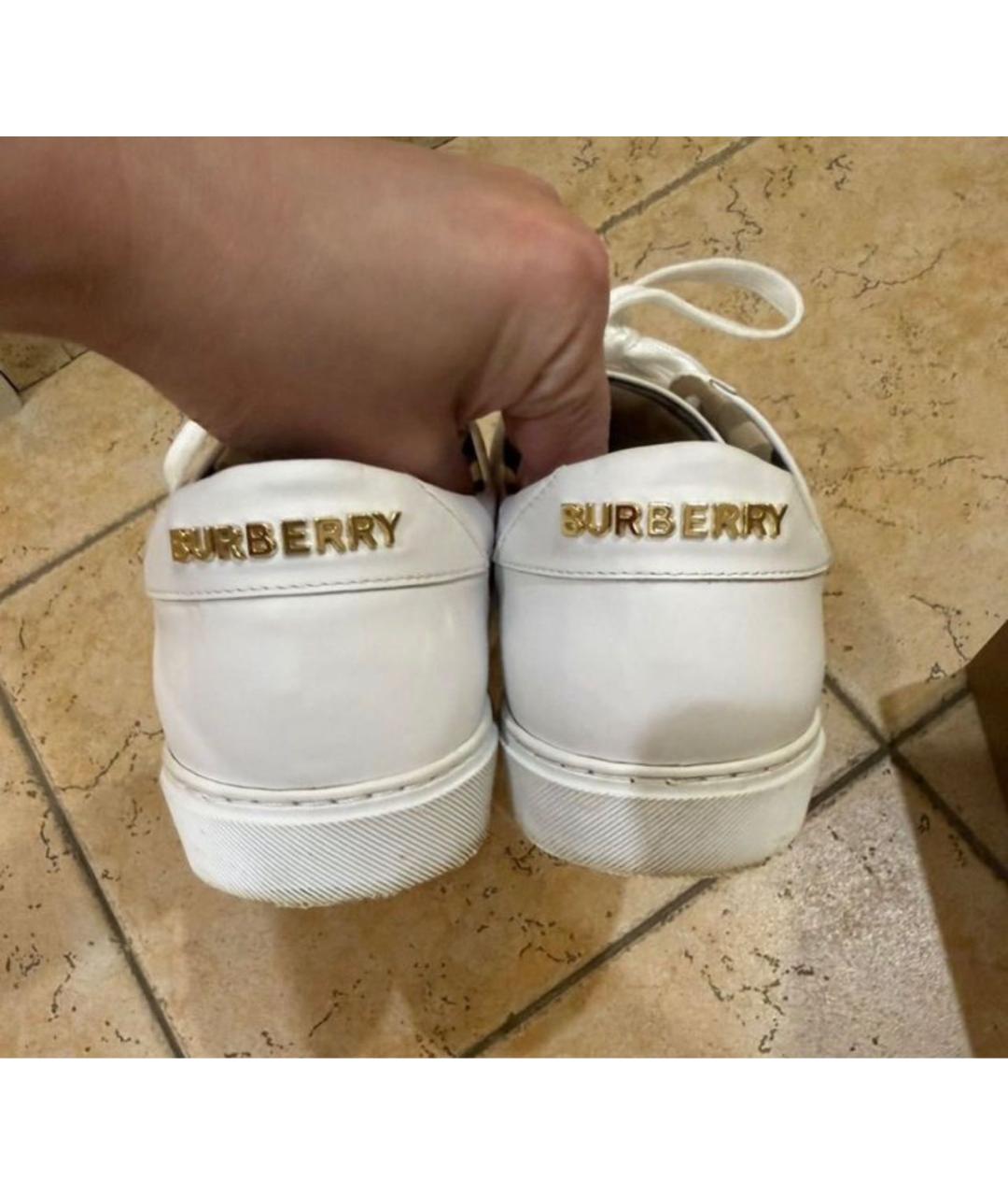BURBERRY Белые кожаные кеды, фото 4
