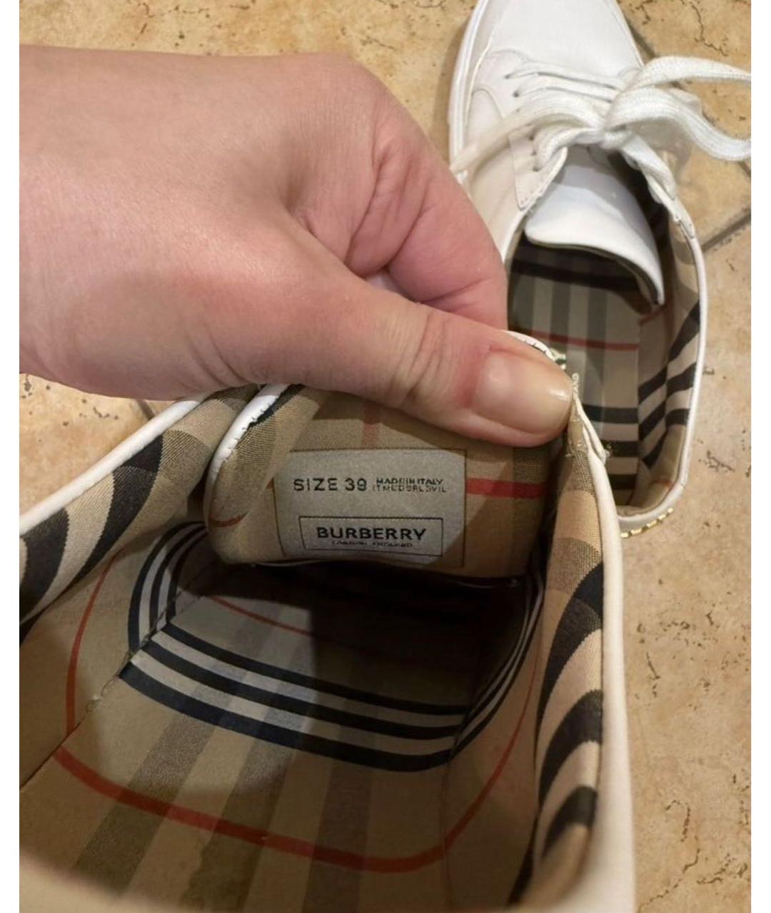 BURBERRY Белые кожаные кеды, фото 5