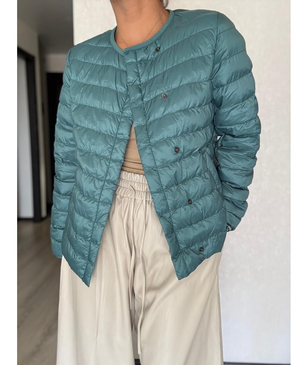 MAX MARA Бирюзовая полиэстеровая куртка, фото 7