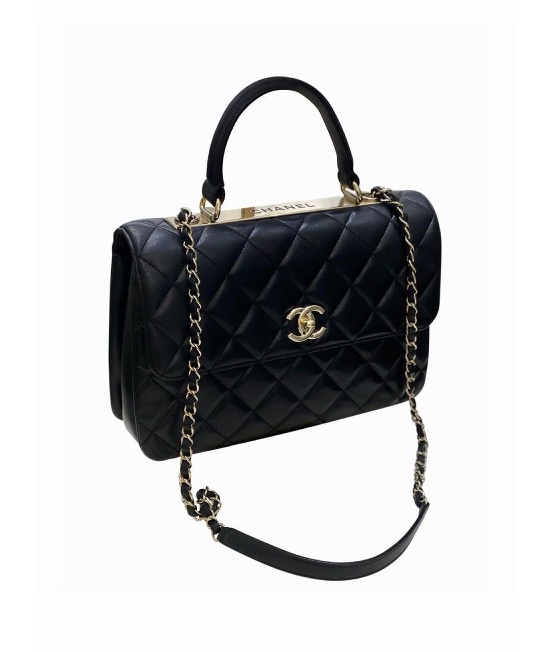 CHANEL Темно-синяя кожаная сумка через плечо, фото 1