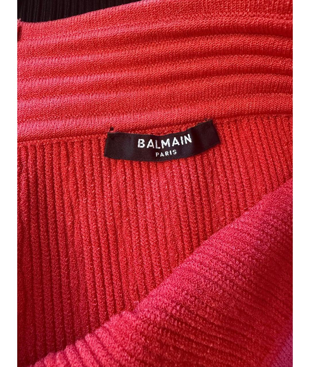 BALMAIN Красная вискозная юбка мини, фото 3