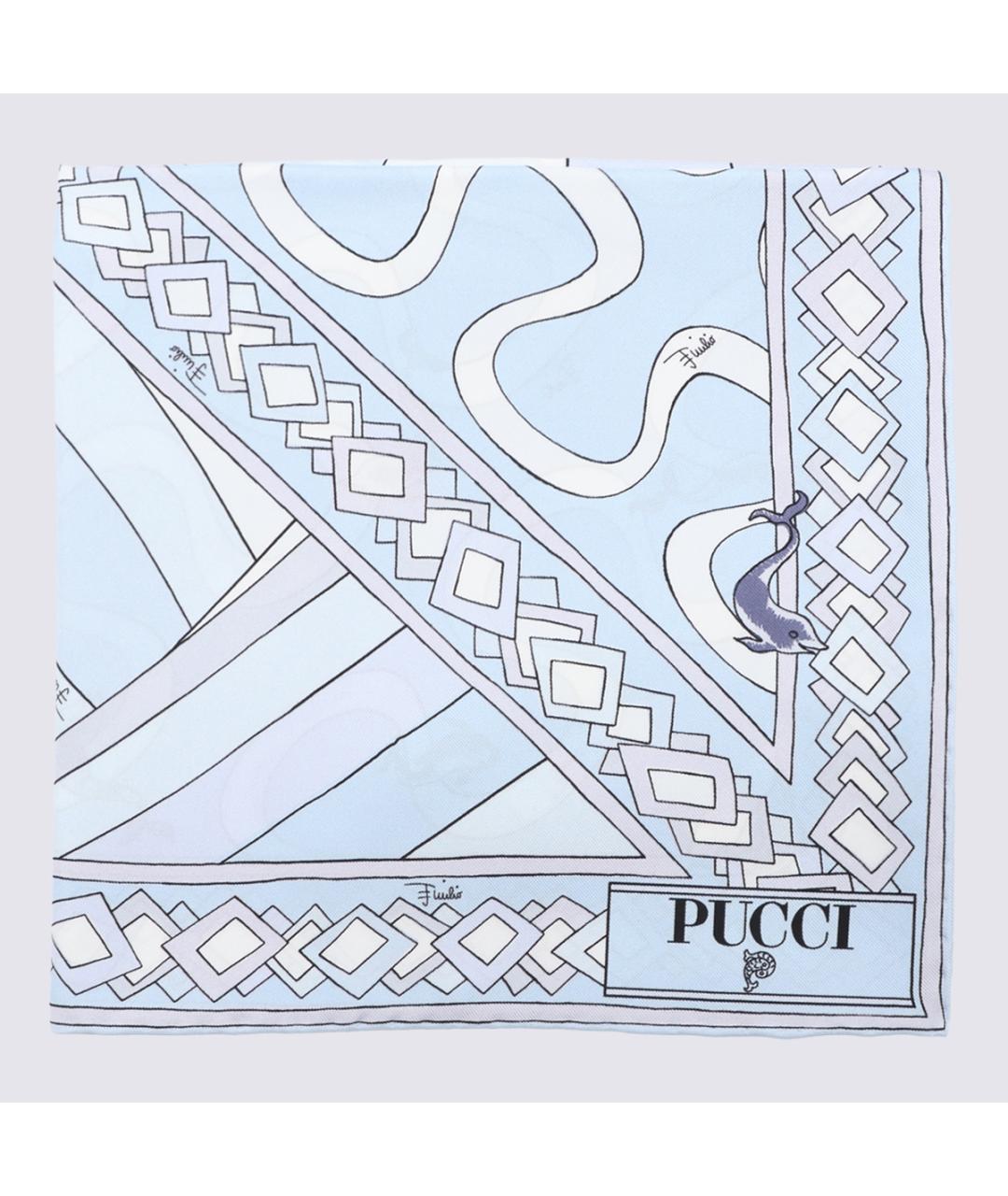 EMILIO PUCCI Голубой шелковый шарф, фото 3