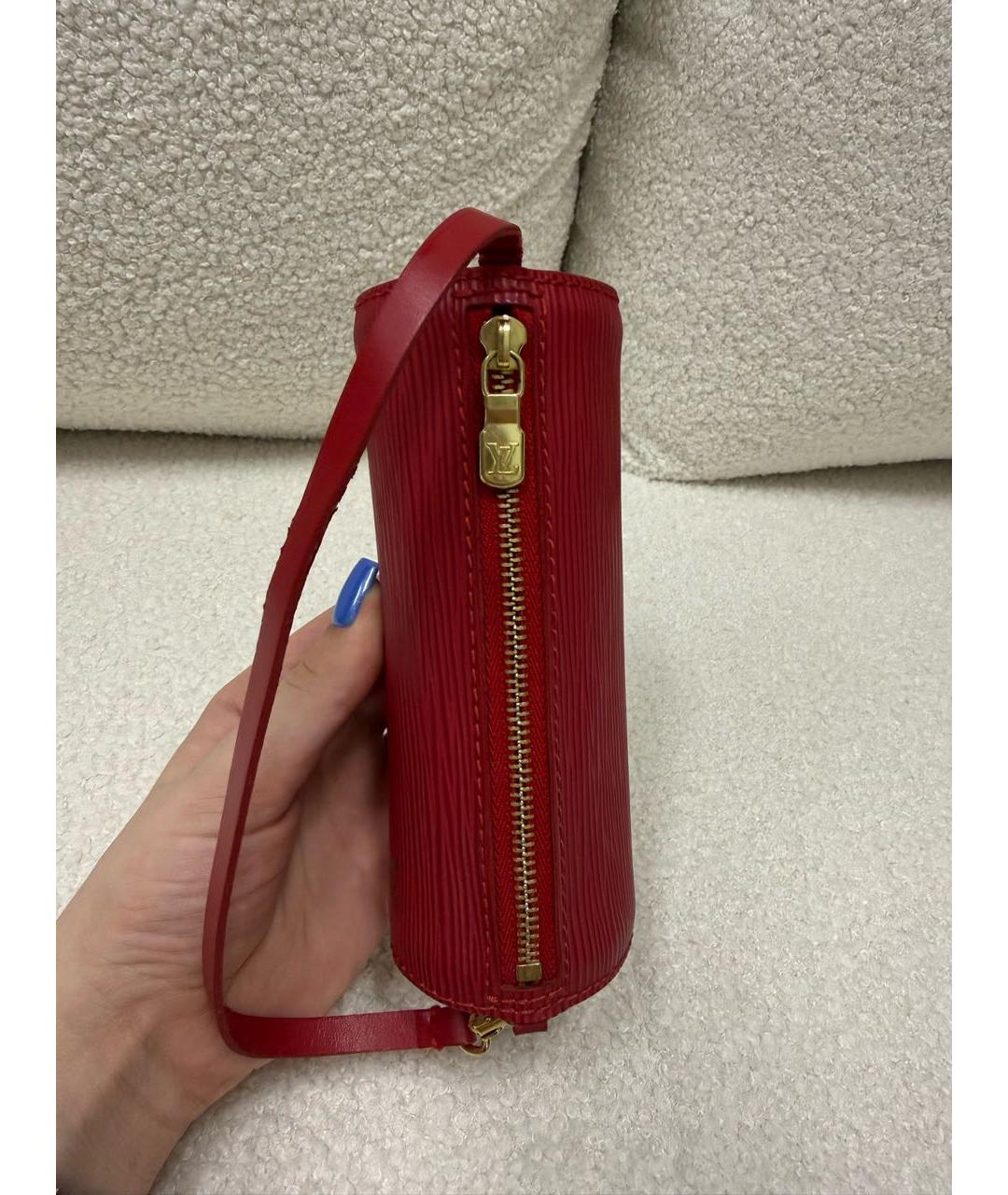 LOUIS VUITTON Красная кожаная сумка с короткими ручками, фото 4