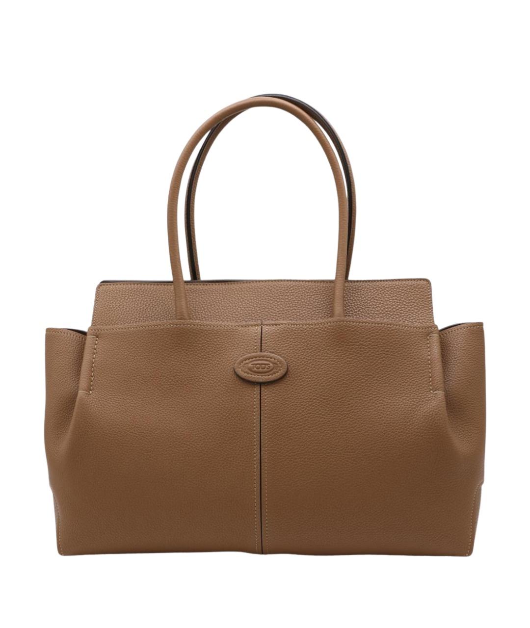 TOD'S Коричневая кожаная сумка тоут, фото 1