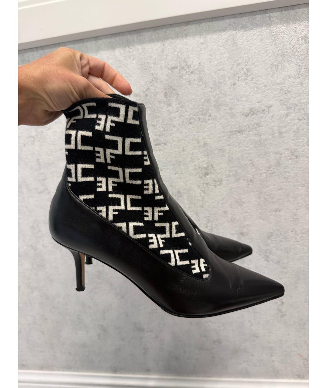 ELISABETTA FRANCHI Черные кожаные ботильоны, фото 1