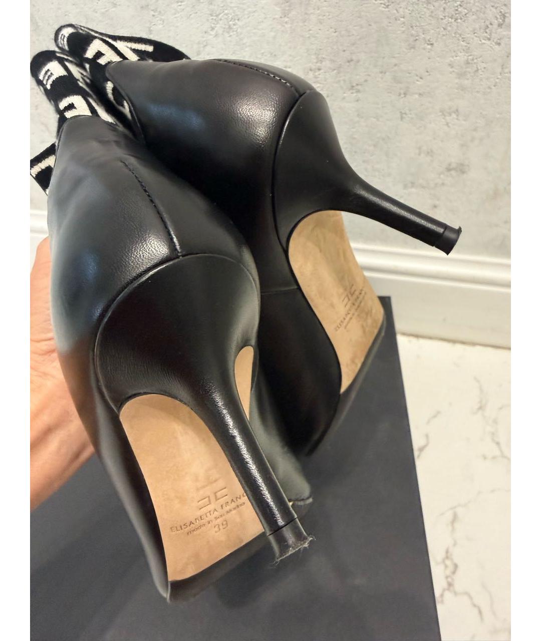 ELISABETTA FRANCHI Черные кожаные ботильоны, фото 4