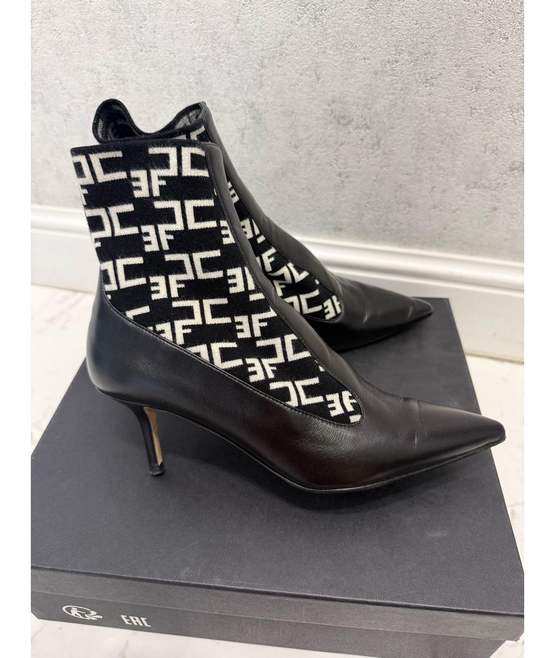 ELISABETTA FRANCHI Черные кожаные ботильоны, фото 2