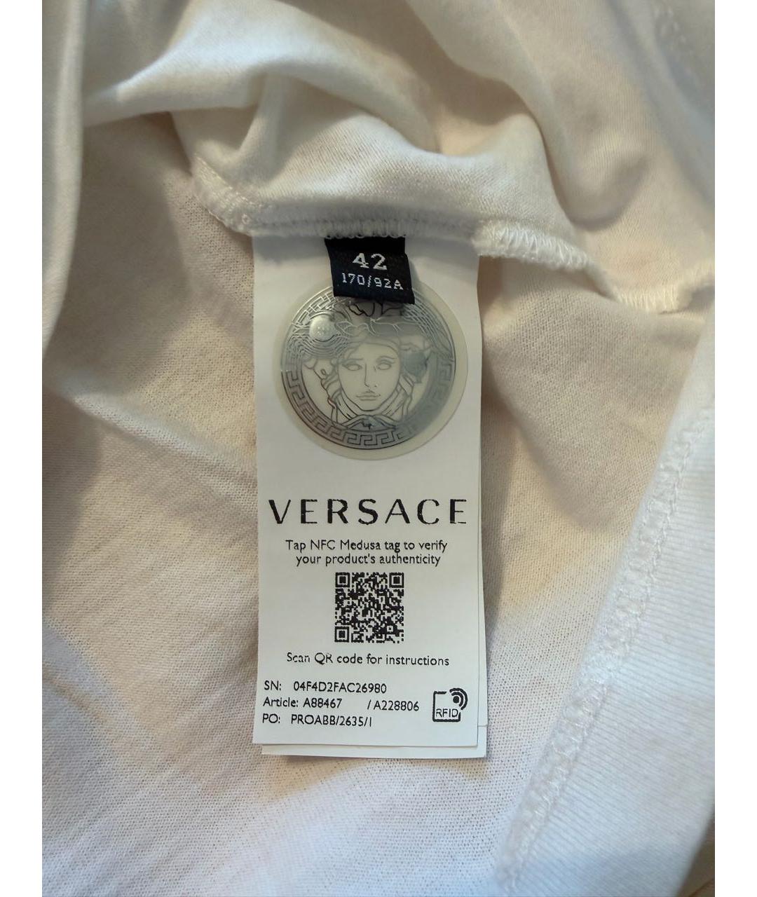 VERSACE Белая хлопковая футболка, фото 3