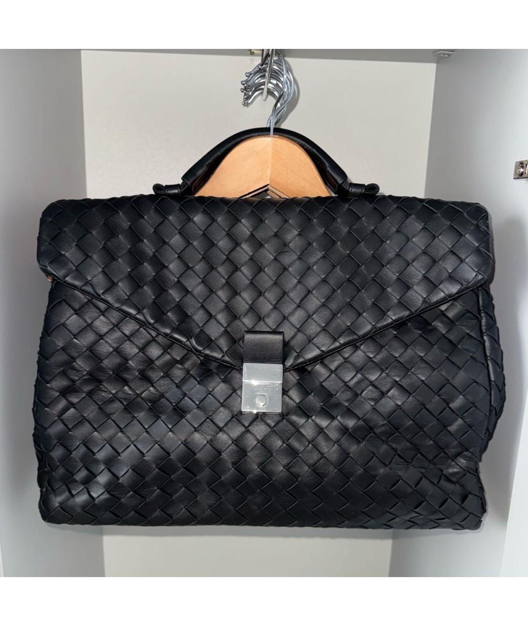 BOTTEGA VENETA Черный кожаный портфель, фото 9