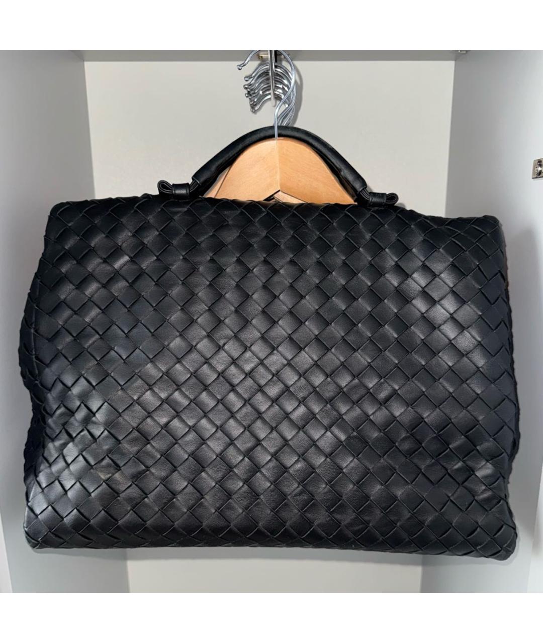 BOTTEGA VENETA Черный кожаный портфель, фото 2