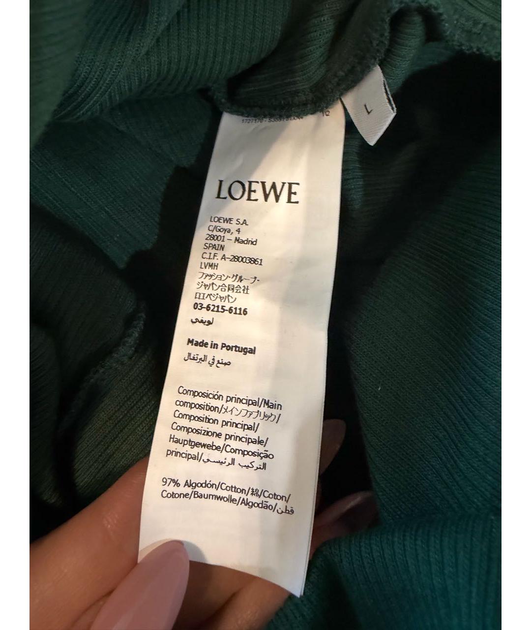 LOEWE Зеленое хлопко-эластановое платье, фото 3