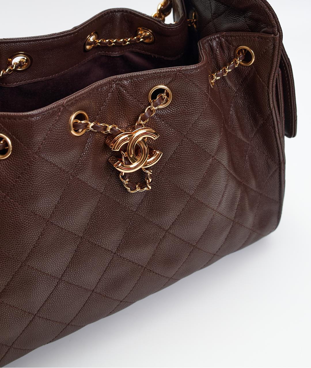 CHANEL Бордовая кожаная сумка тоут, фото 6