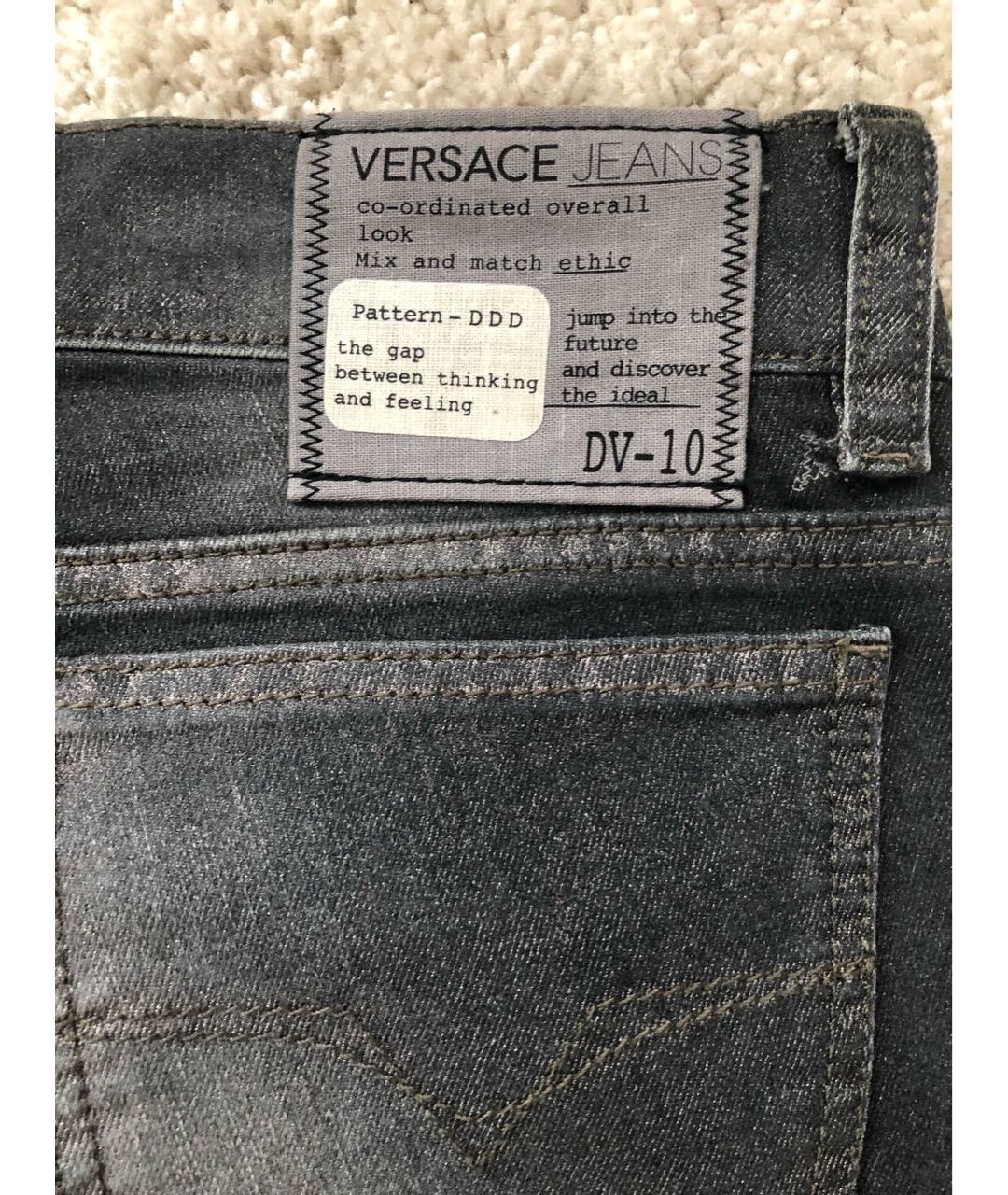VERSACE JEANS COUTURE Серые хлопко-эластановые джинсы слим, фото 2