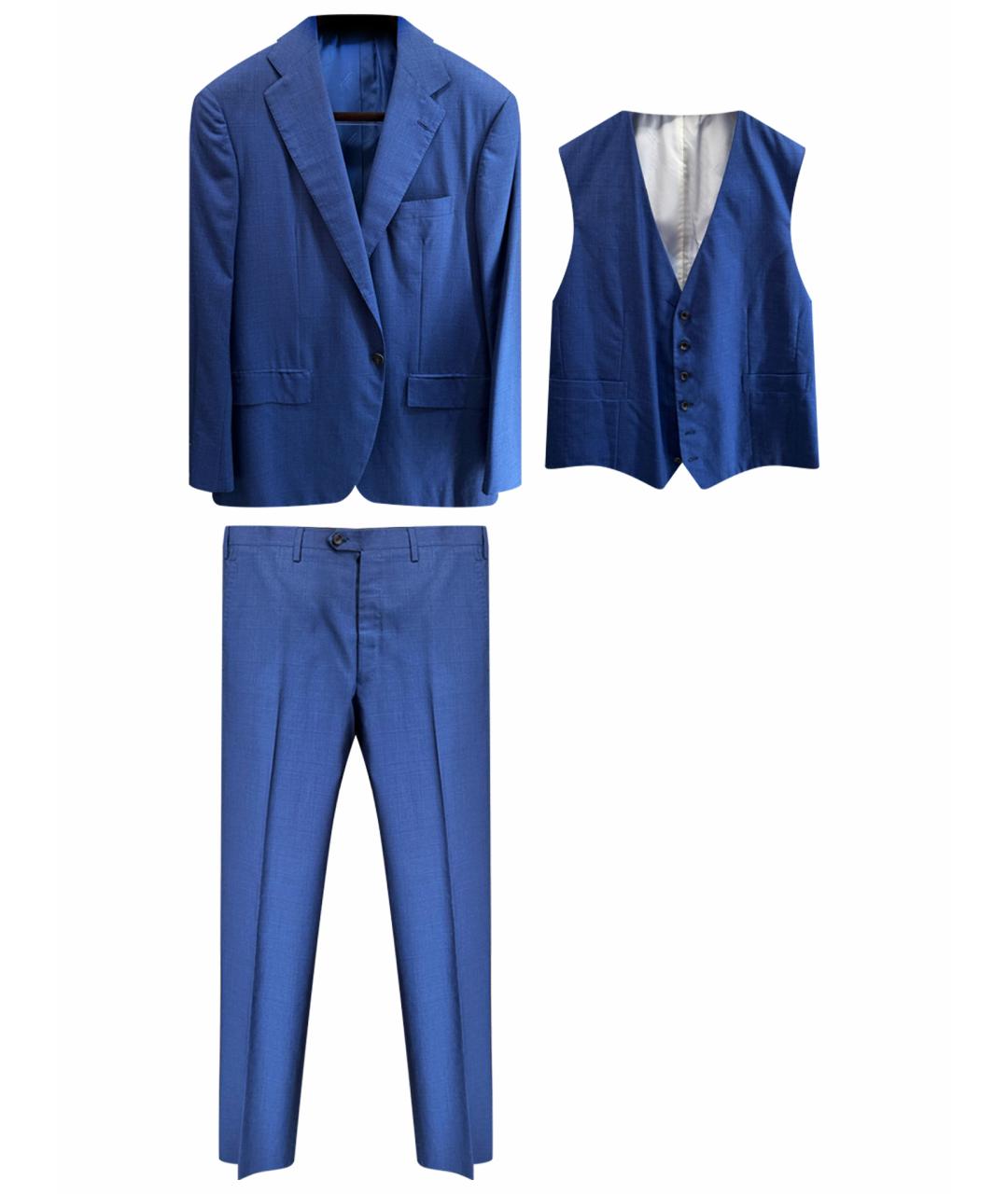 KITON Синий костюм-тройка, фото 1
