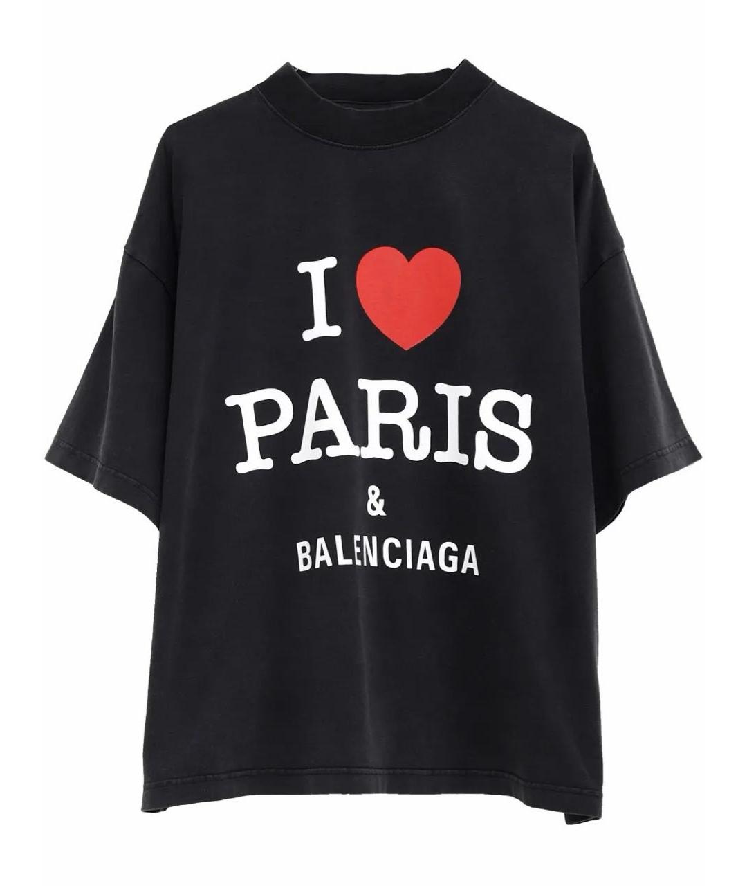 BALENCIAGA Черная хлопковая футболка, фото 1