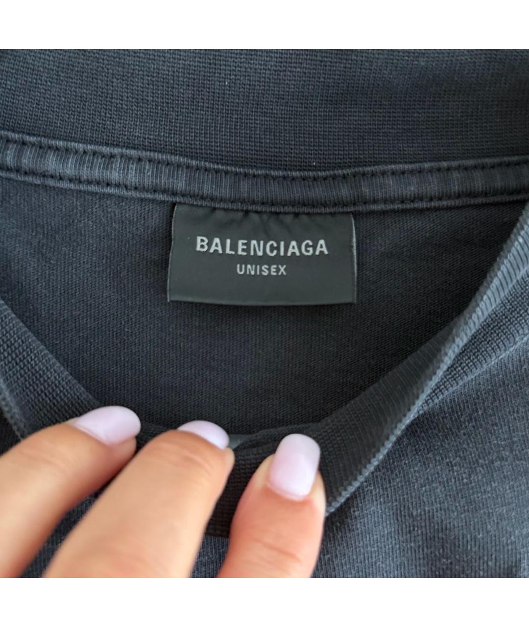 BALENCIAGA Черная хлопковая футболка, фото 4