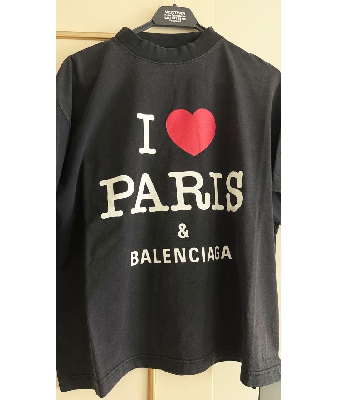 BALENCIAGA Черная хлопковая футболка, фото 5