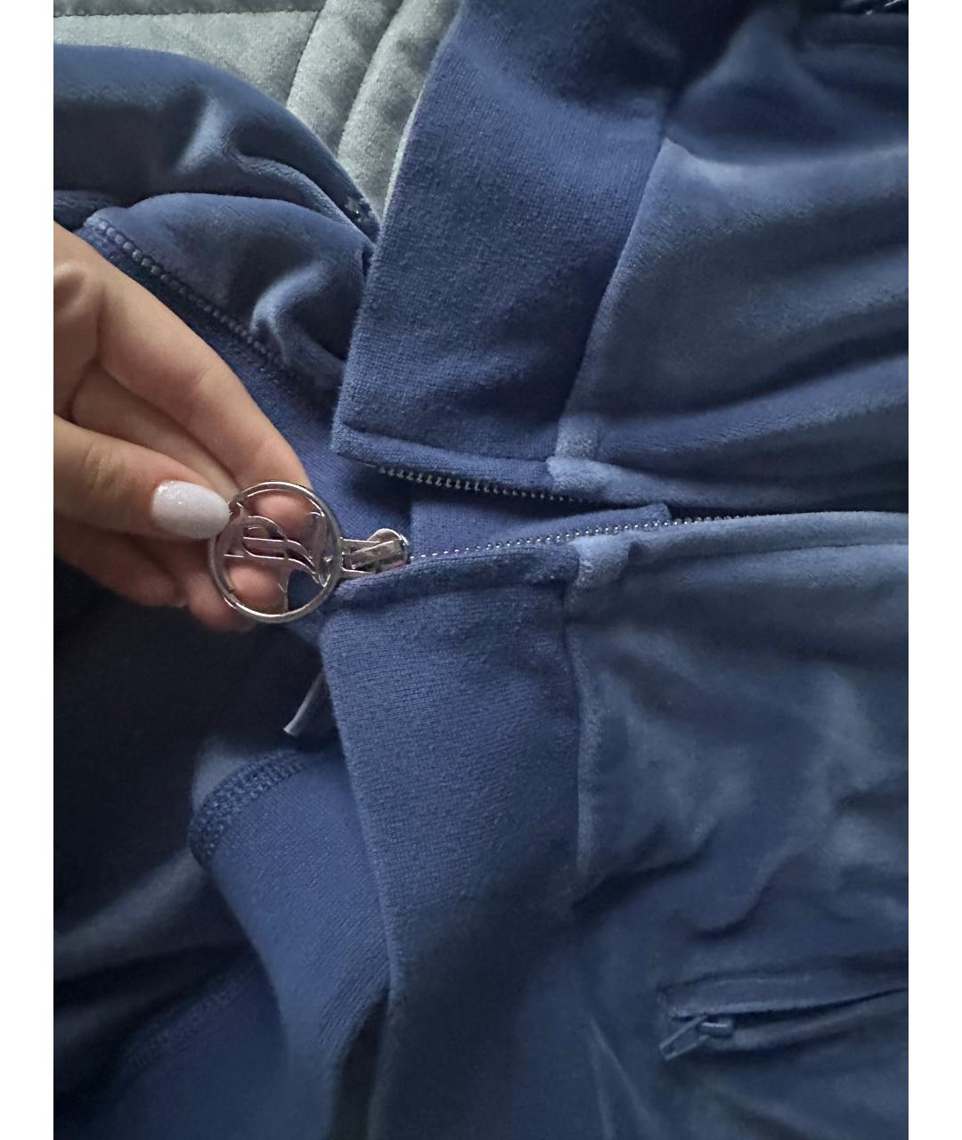 JUICY COUTURE Голубой велюровый костюм с брюками, фото 4
