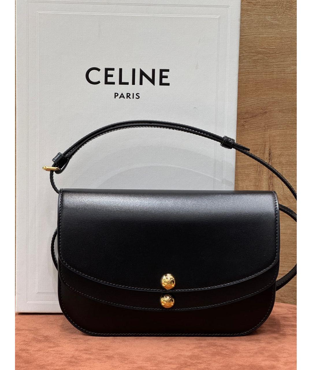 CELINE Черная кожаная сумка через плечо, фото 2