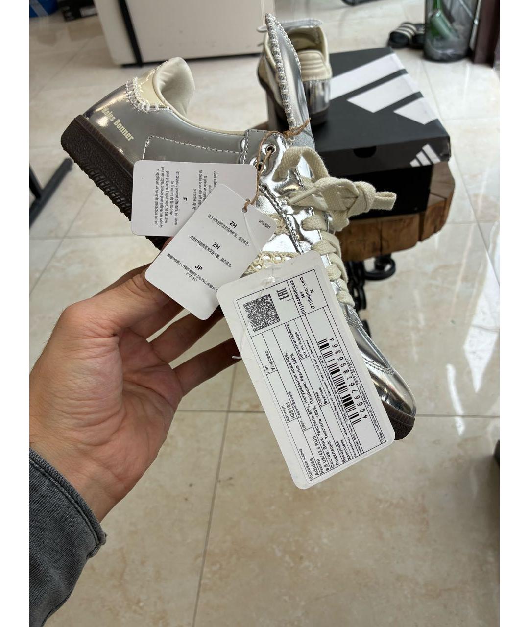 ADIDAS Серебряные кожаные низкие кроссовки / кеды, фото 5