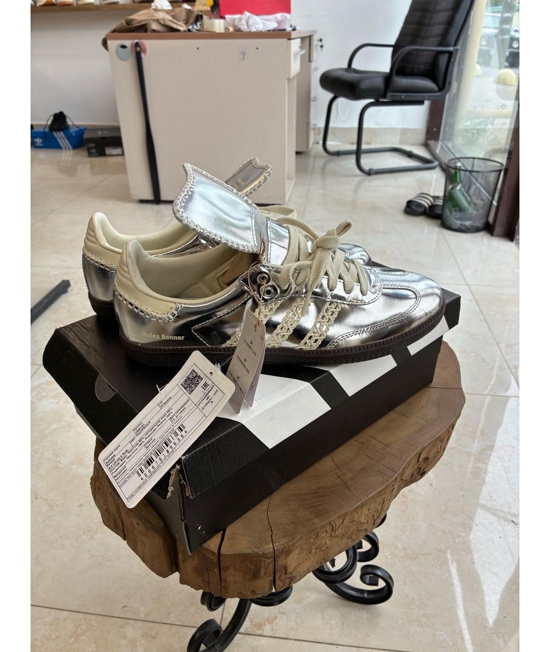 ADIDAS Серебряные кожаные низкие кроссовки / кеды, фото 7