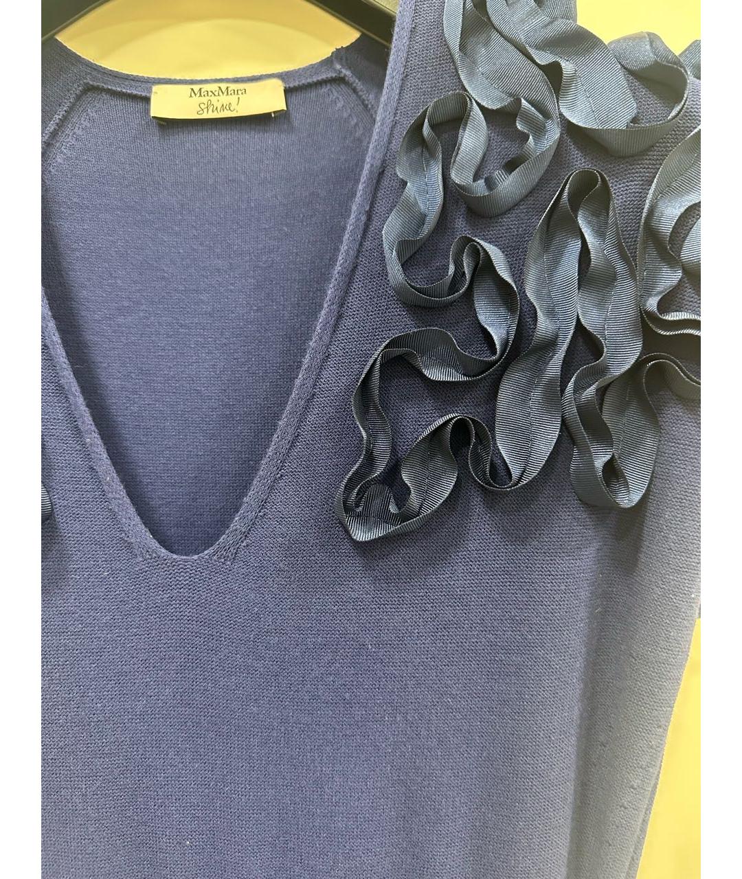 MAX MARA Темно-синее вискозное коктейльное платье, фото 3
