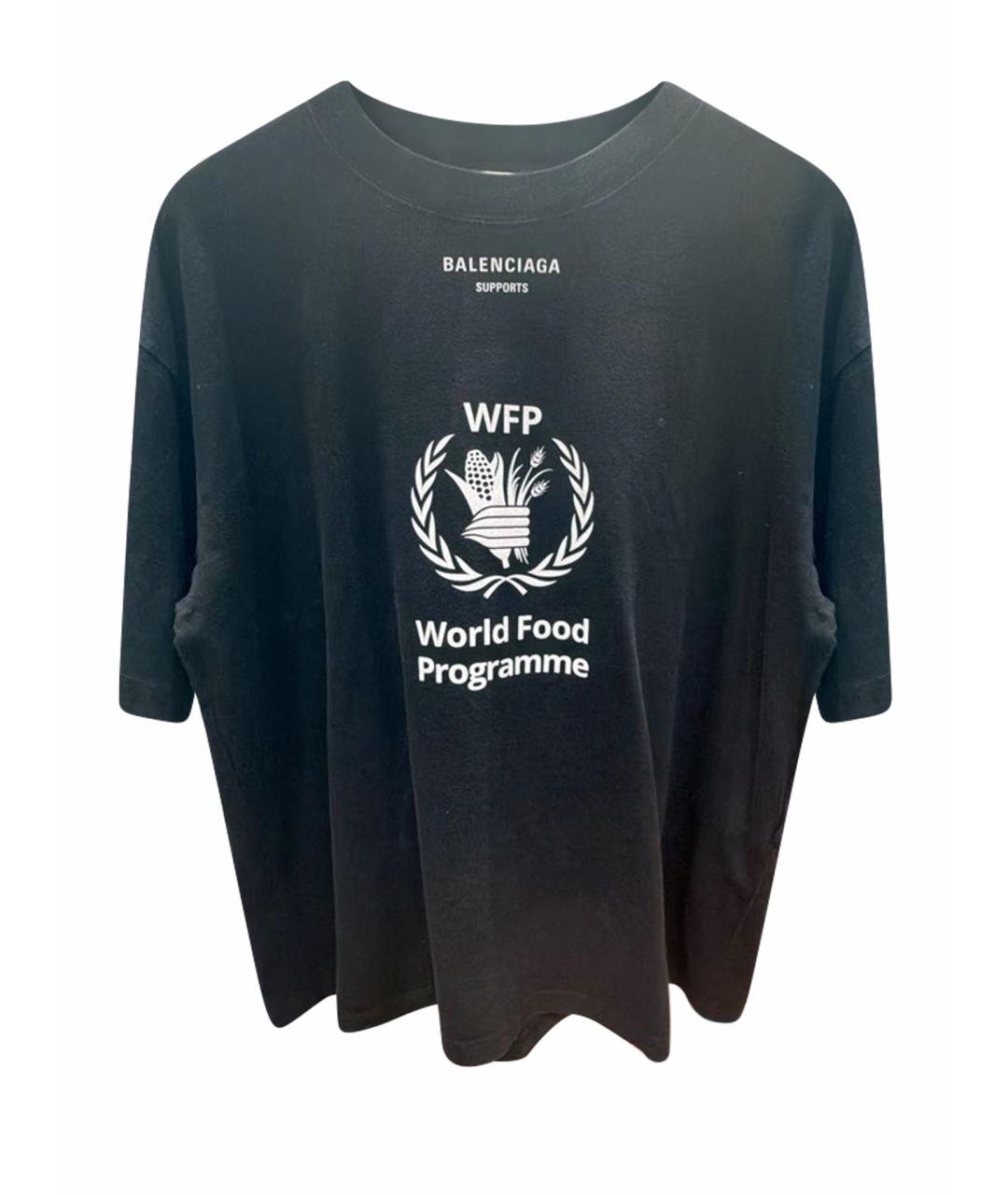 BALENCIAGA Черная хлопковая футболка, фото 1