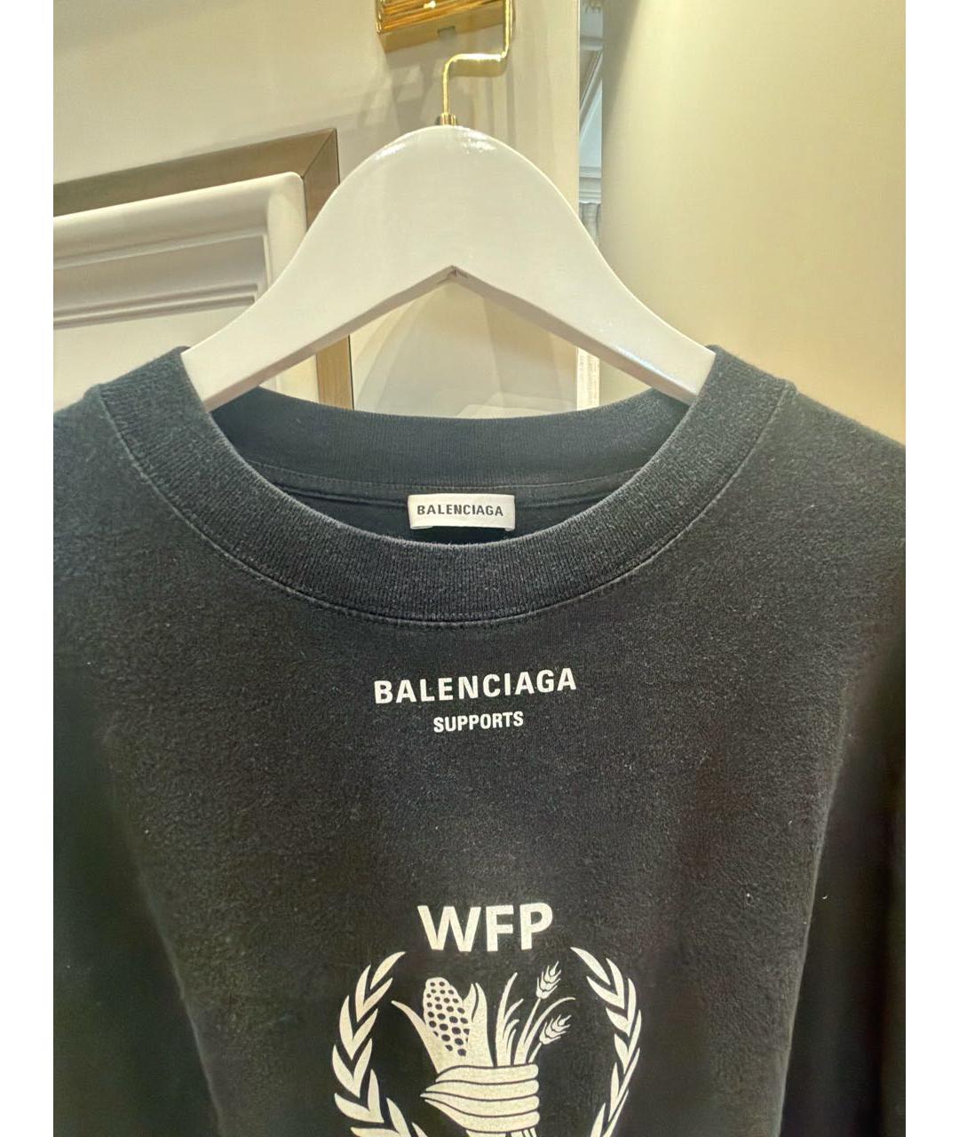BALENCIAGA Черная хлопковая футболка, фото 3