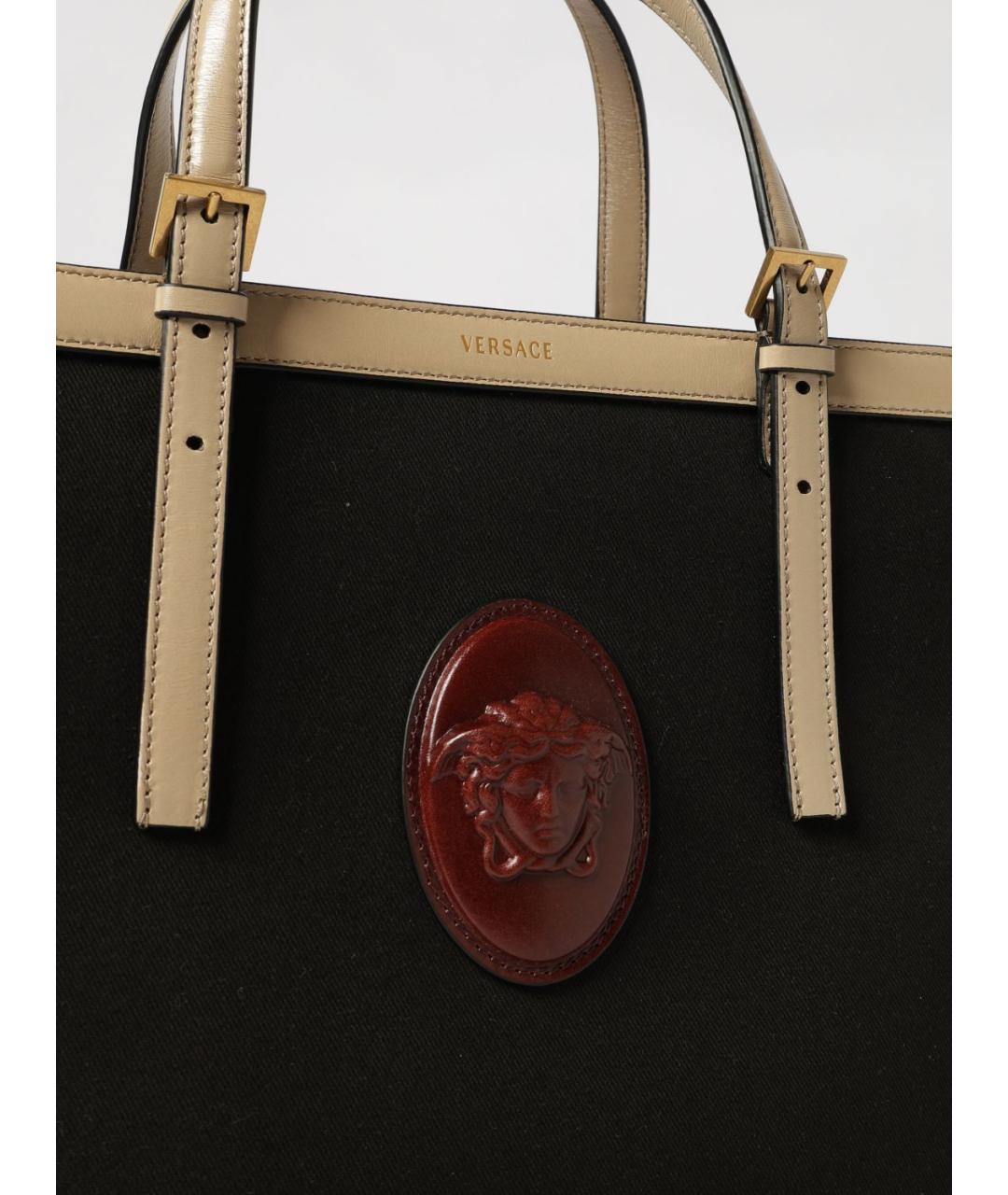 VERSACE Черная тканевая сумка тоут, фото 3