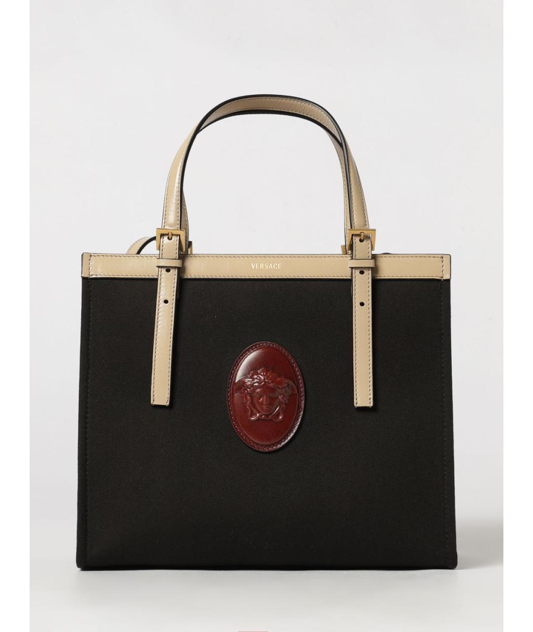 VERSACE Черная тканевая сумка тоут, фото 5