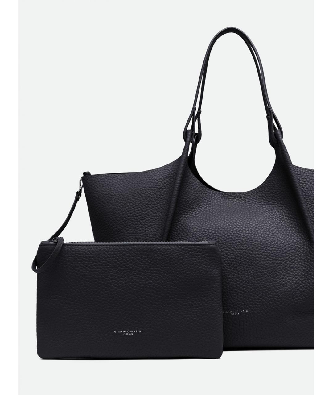 Gianni Chiarini Черная кожаная сумка с короткими ручками, фото 3