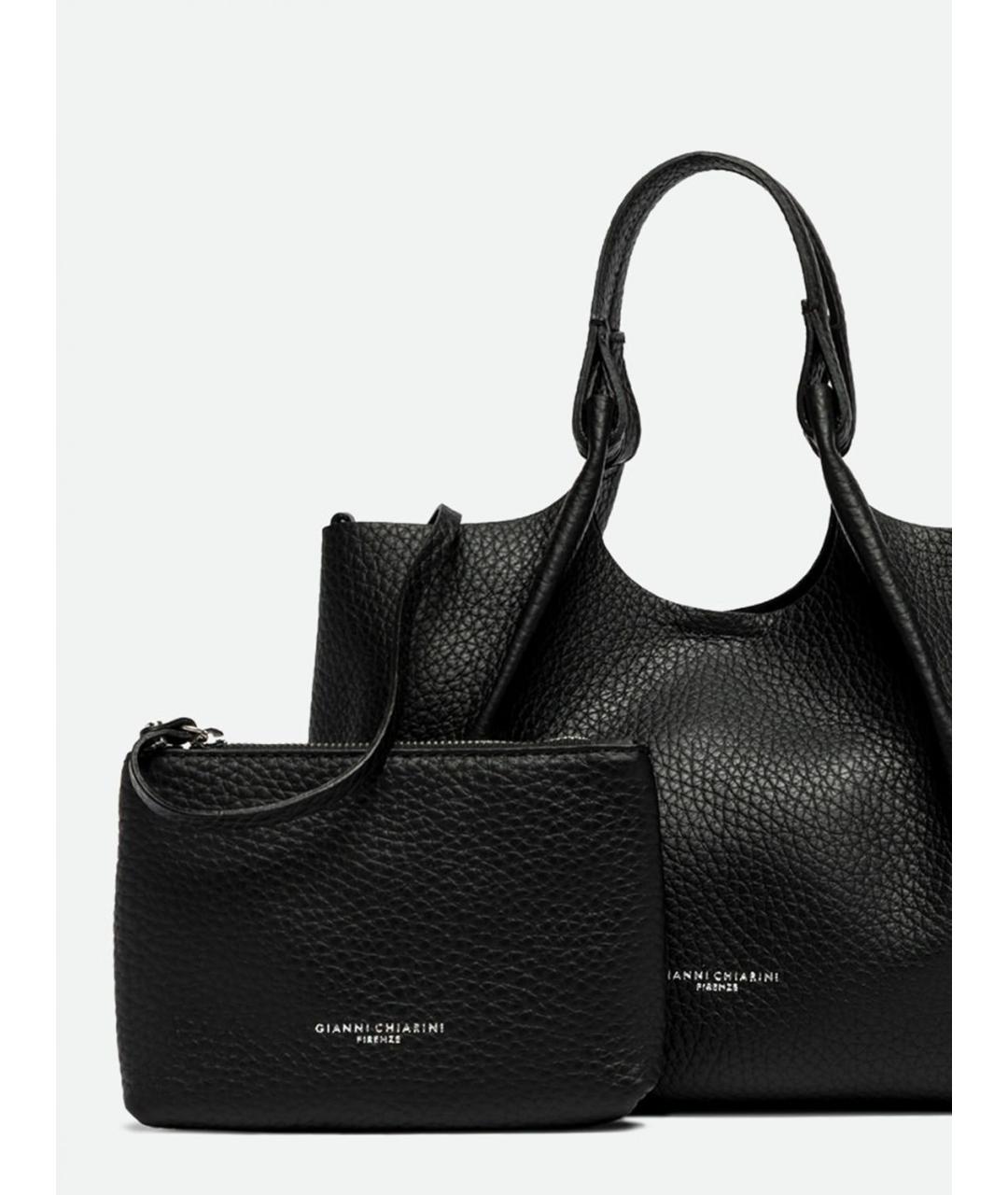 Gianni Chiarini Черная кожаная сумка с короткими ручками, фото 3