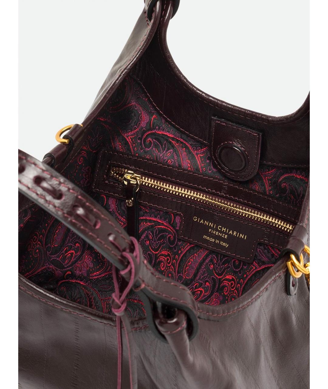 Gianni Chiarini Бордовая кожаная сумка с короткими ручками, фото 3