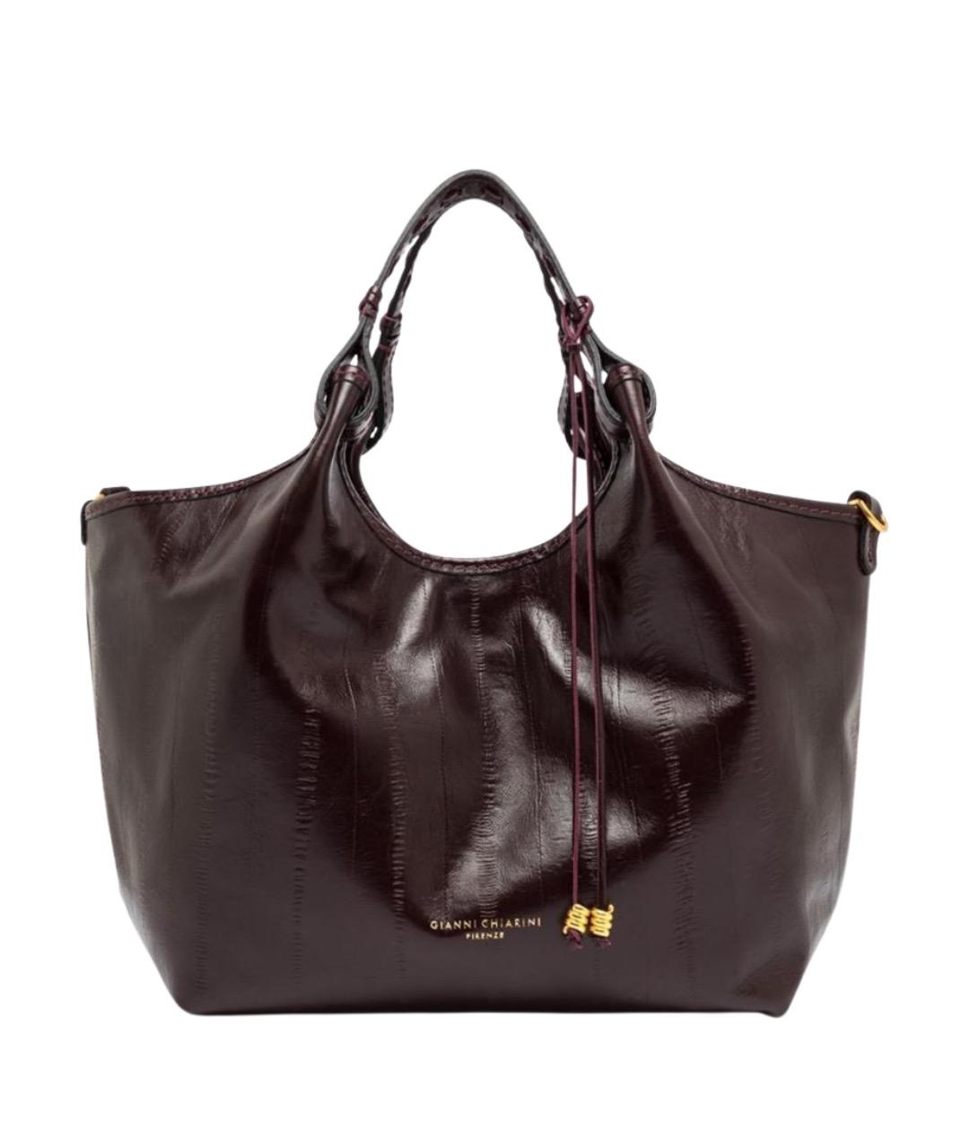 Gianni Chiarini Бордовая кожаная сумка с короткими ручками, фото 1