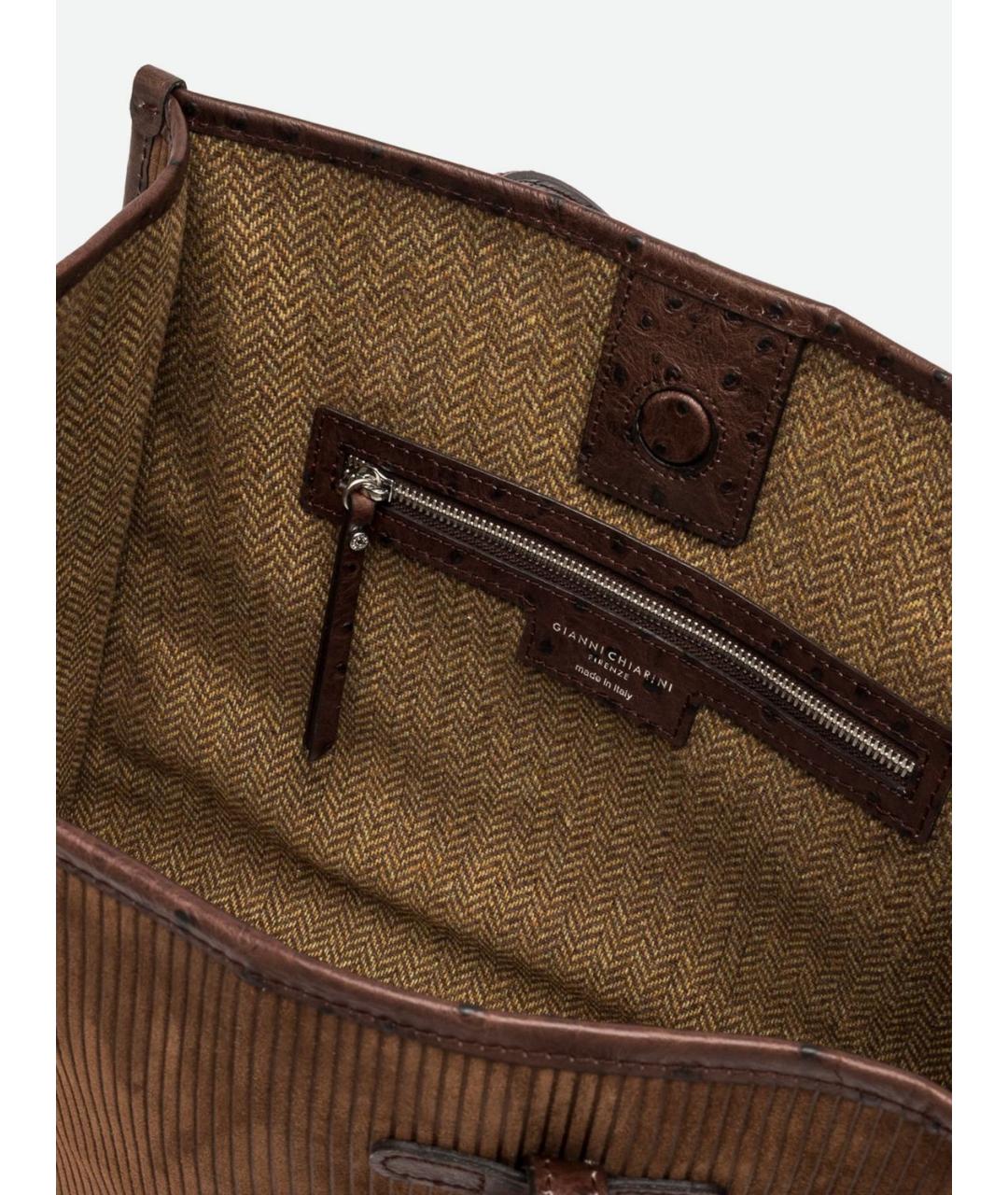 Gianni Chiarini Коричневая кожаная сумка тоут, фото 3