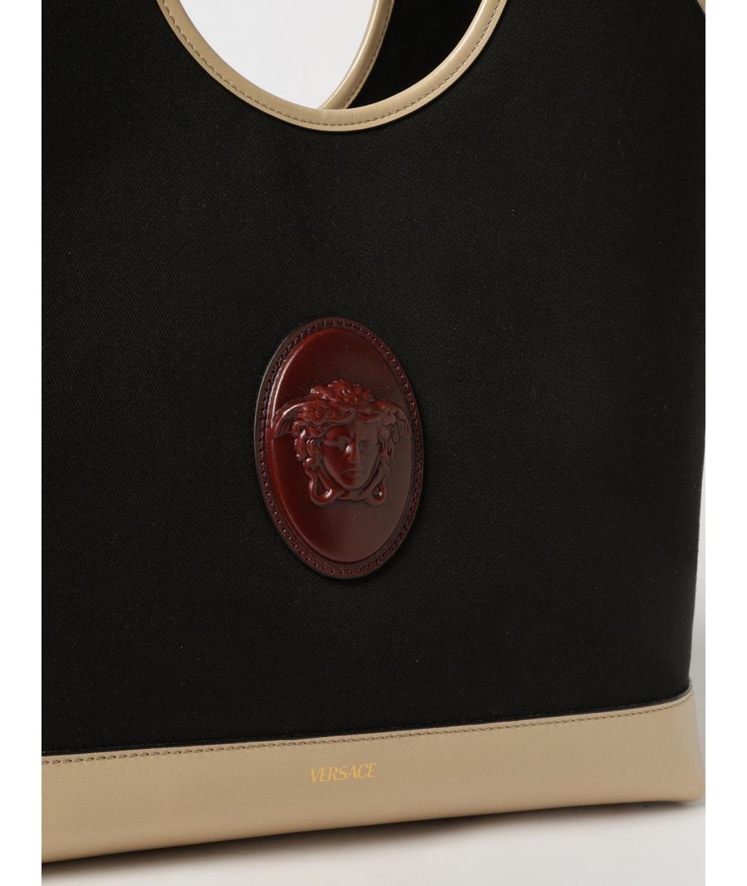 VERSACE Черная тканевая сумка тоут, фото 3
