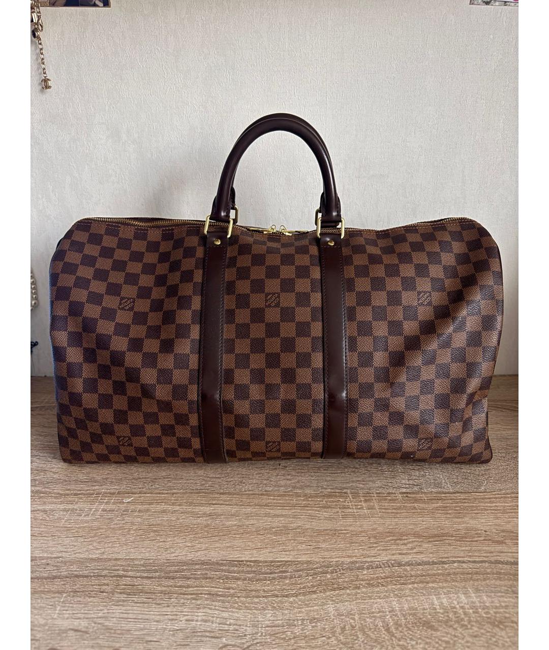 LOUIS VUITTON Коричневая дорожная/спортивная сумка из канвы, фото 2