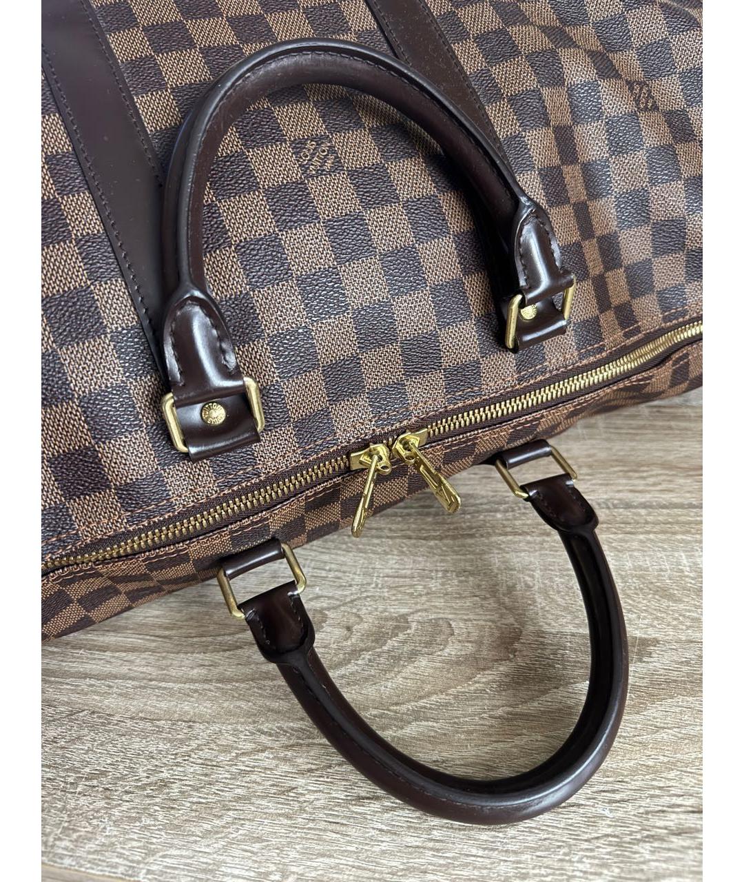 LOUIS VUITTON Коричневая дорожная/спортивная сумка из канвы, фото 8