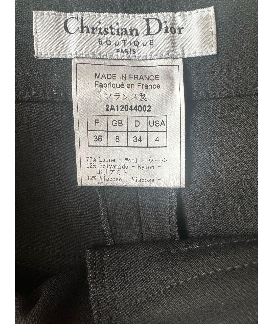 CHRISTIAN DIOR Черные шерстяные прямые брюки, фото 3