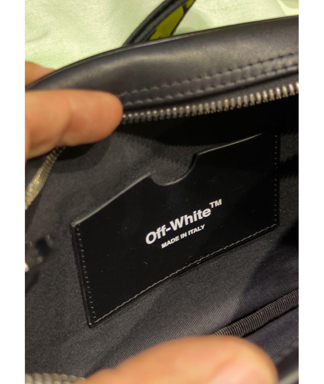 OFF-WHITE Черная кожаная сумка на плечо, фото 4