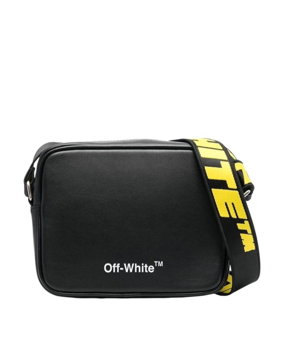 OFF-WHITE Черная кожаная сумка на плечо, фото 1