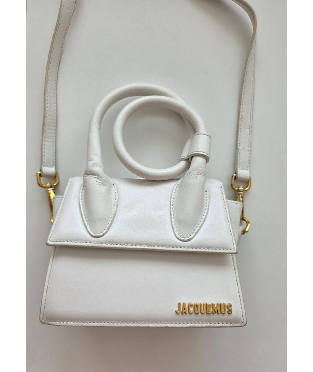 JACQUEMUS Белая кожаная сумка через плечо, фото 3