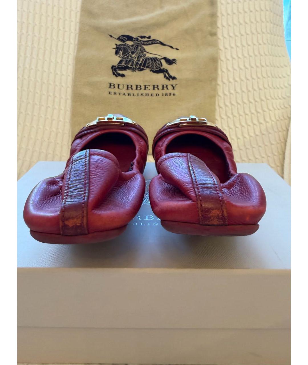 BURBERRY Красные кожаные балетки, фото 4