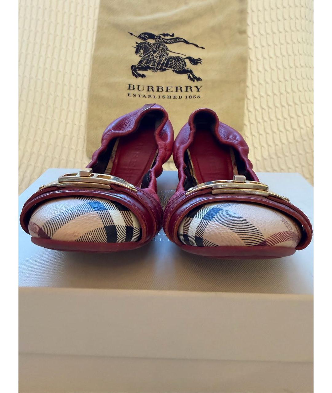 BURBERRY Красные кожаные балетки, фото 7