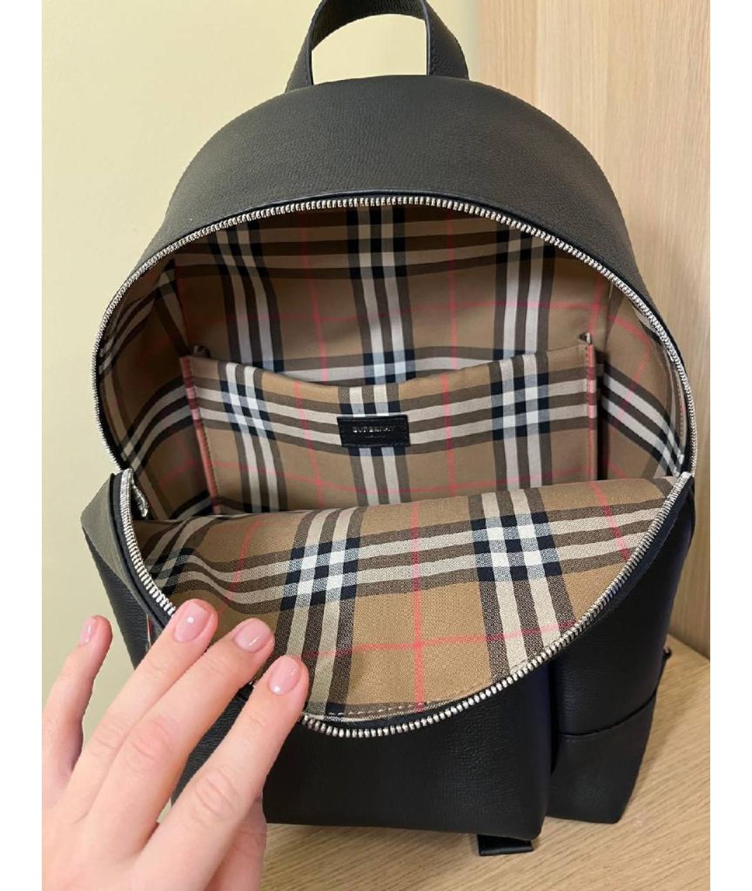 BURBERRY Черный кожаный рюкзак, фото 4