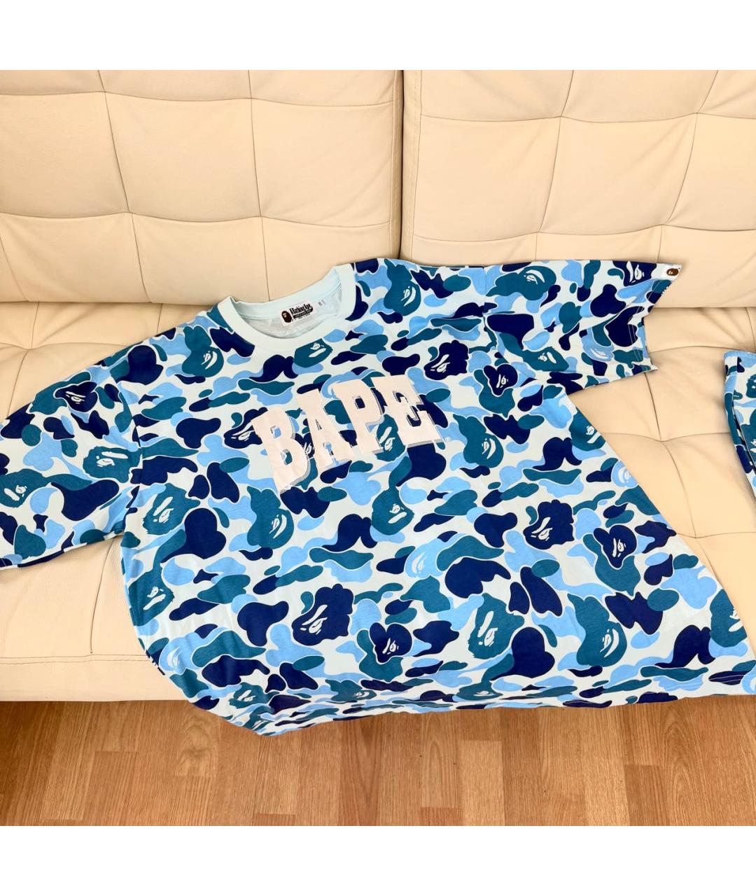 A BATHING APE Голубая хлопковая футболка, фото 2