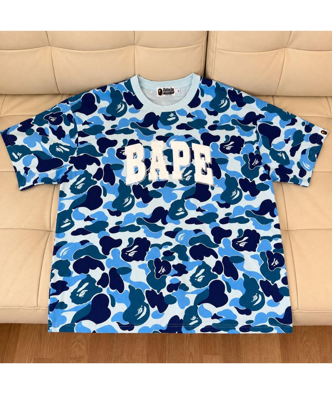 A BATHING APE Голубая хлопковая футболка, фото 6