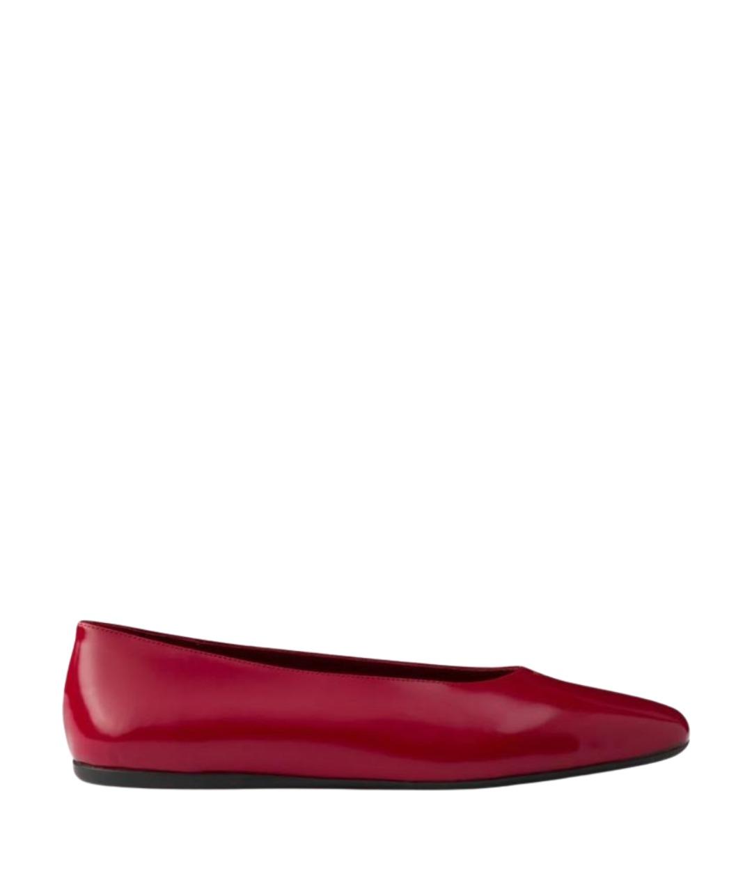 PRADA Бордовые кожаные балетки, фото 1