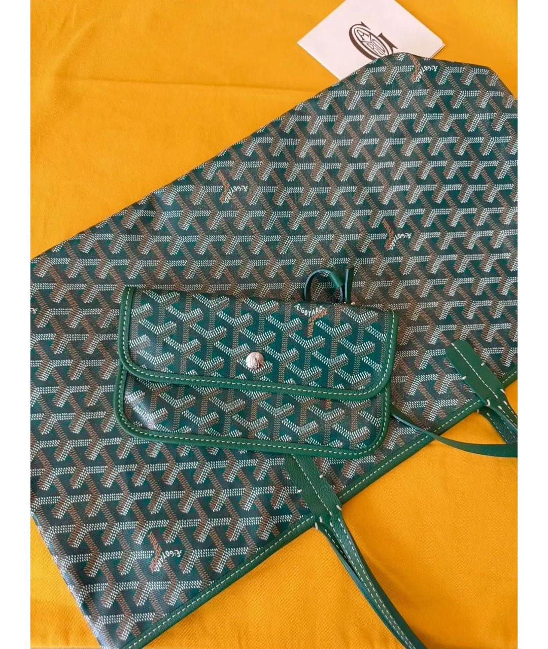 GOYARD Зеленая сумка через плечо из канвы, фото 3