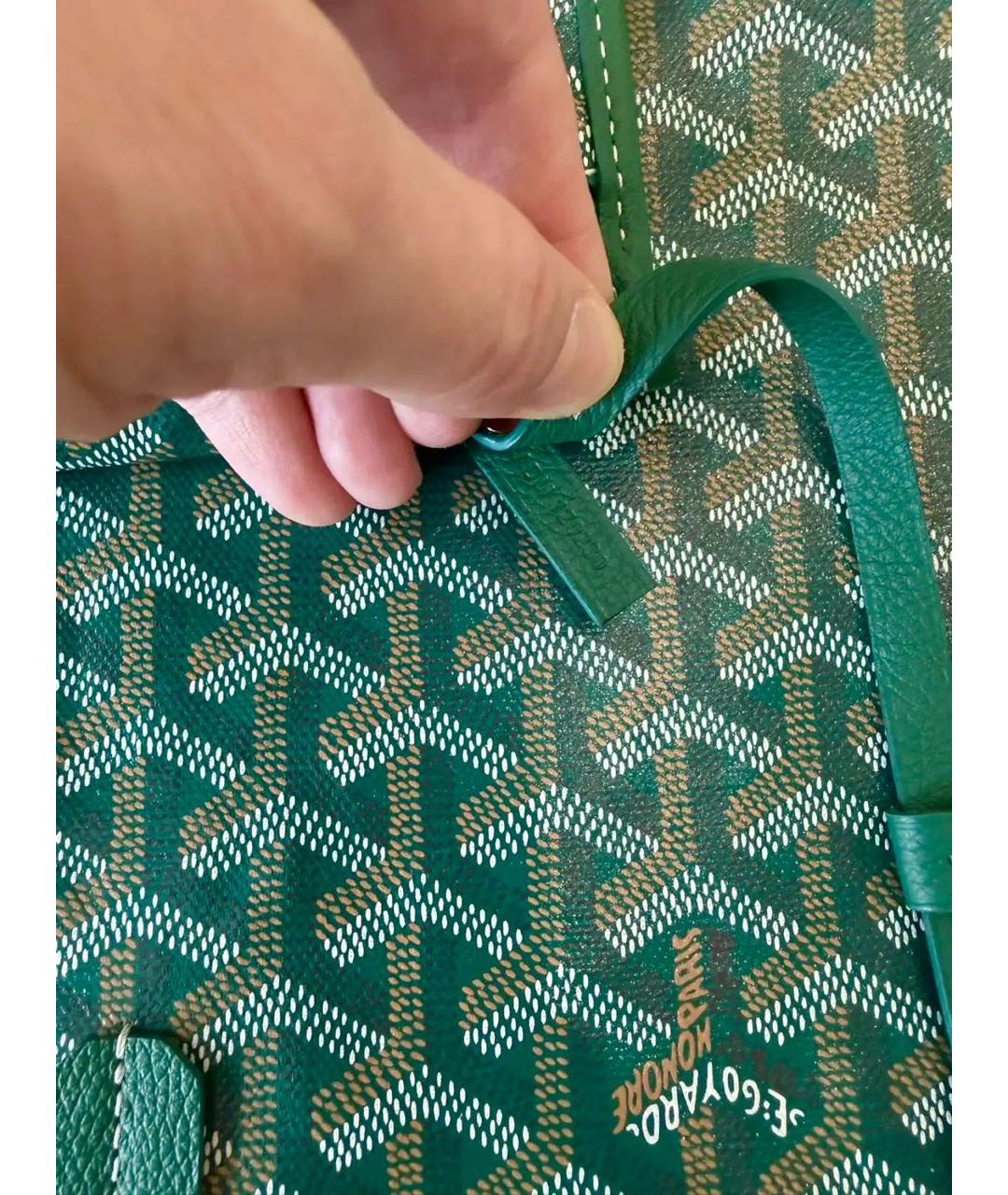 GOYARD Зеленая сумка через плечо из канвы, фото 6